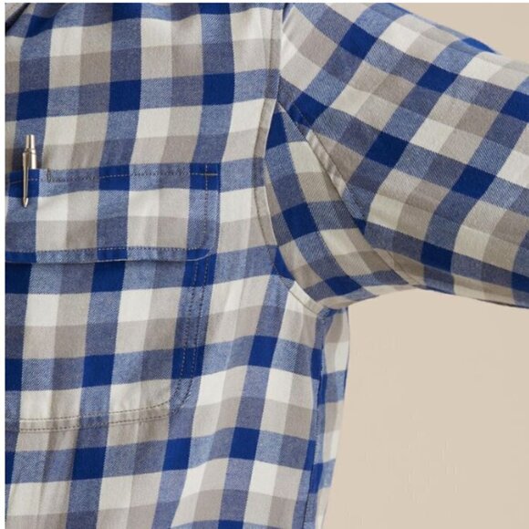 Duluth Trading Co Mens Crosscut Performance Blue Plaid Flannel Shirt-Size L - Picture 3 of 13